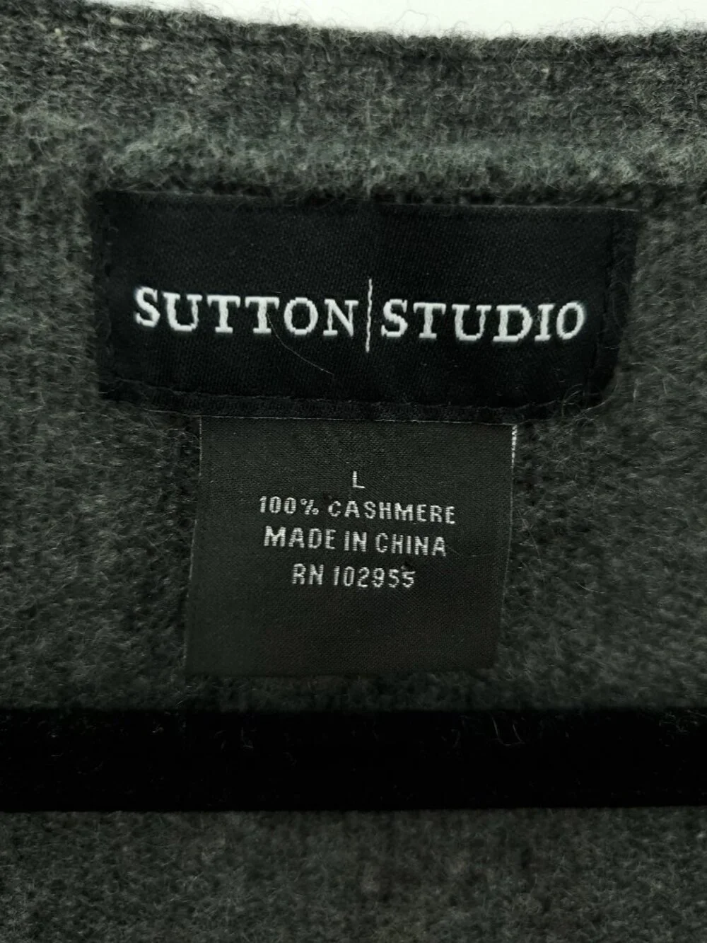 Sutton Studio Dark Gray 100% Cashmere V-Neck Cardigan Sweater Size L
